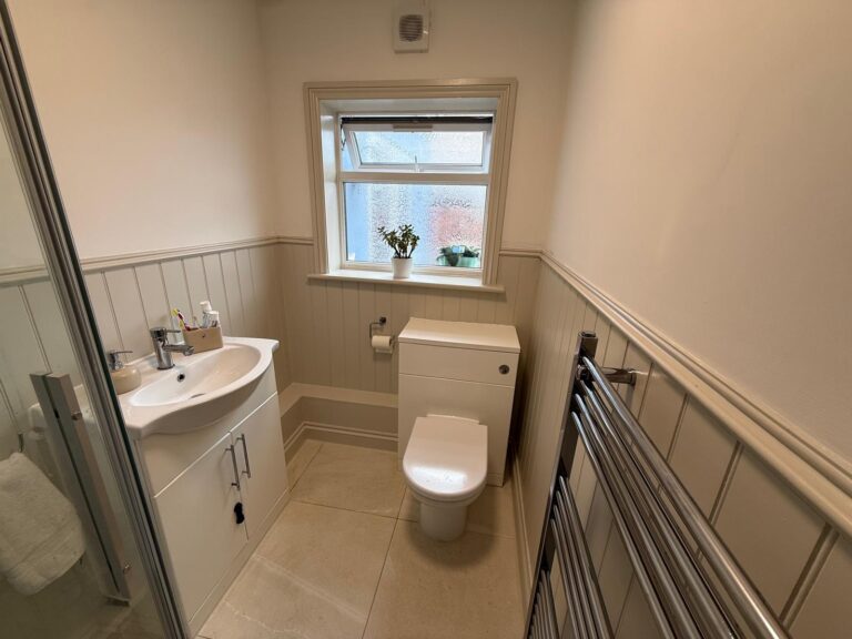 Completed bathroom with shower vanity and WC - New Bathroom Kinmel Bay North Wales