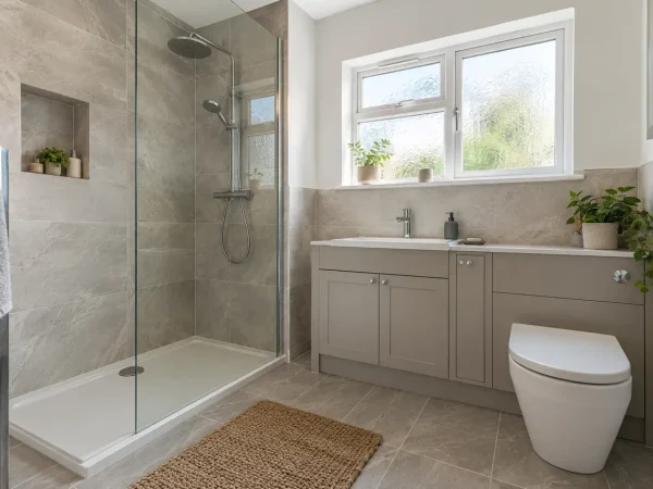Modern fitted bathroom by bathroom fitters serving Kinmel Bay